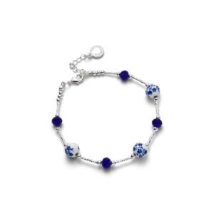 Ceramic Floral Contemporary Silver Plated Bracelet