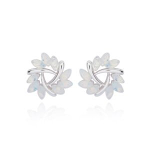 Moonstone Twist Silver Plated Stud Earrings