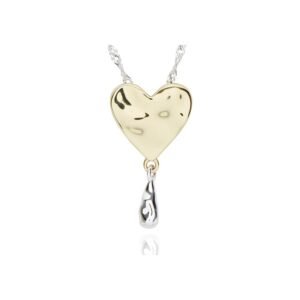 Molten Metal Two Tone Heart Drop Necklace