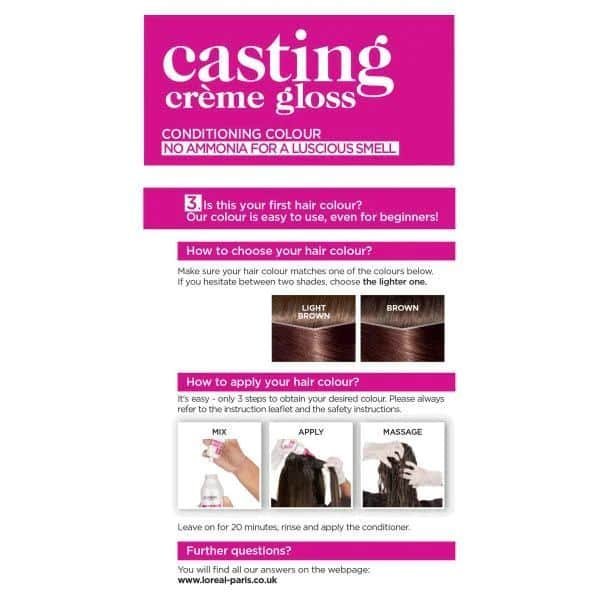 L’Oreal Casting Creme Semi Permanent Hair Dye Gloss 500 Medium Brown - Image 4