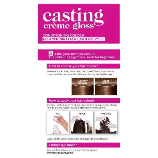 L’Oreal Casting Creme Gloss Semi Permanent Hair Dye 600 Light Brown - Image 4