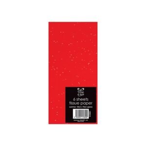 6 Glitter Tissue Paper Red