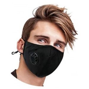 Reusable Large Black Cotton Face Mask with valve PM 2.5 KN 95  (includes 2 filters)