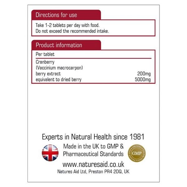 Natures Aid Cranberry 200mg Tablets (90) - Image 3