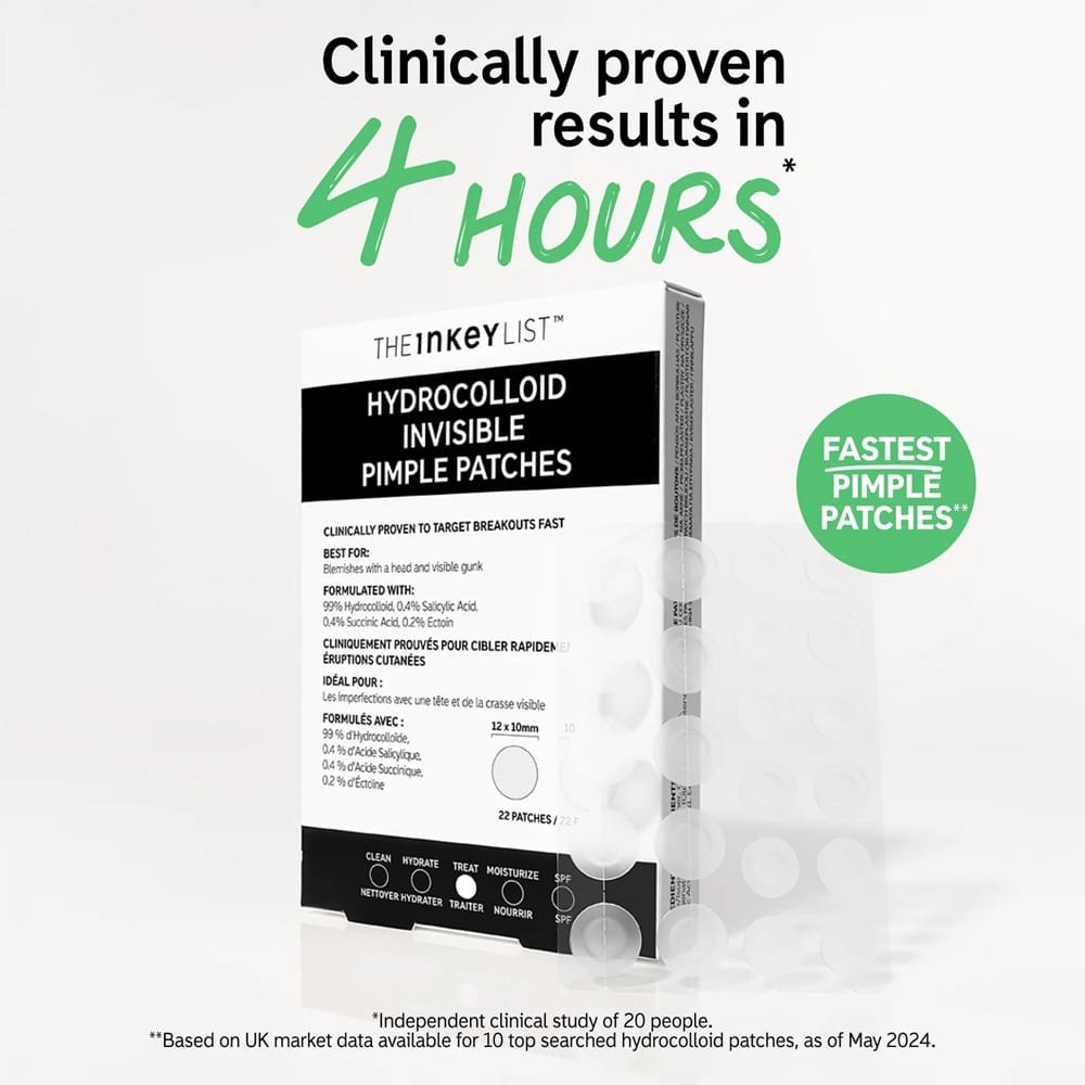 The Inkey List Hydrocolloid Invisible Pimple Patches (22 pack)