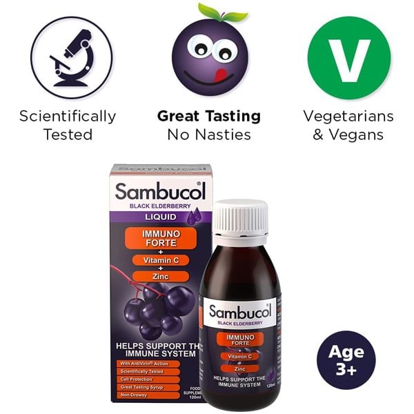 Sambucol Liquid Immuno Forte – Black Elderberry (120ml) - Image 4