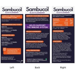 Alternative view of Sambucol Liquid Immuno Forte – Black Elderberry (120ml)