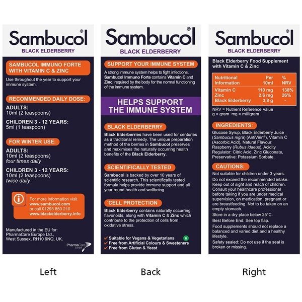 Sambucol Liquid Immuno Forte – Black Elderberry (120ml) - Image 2