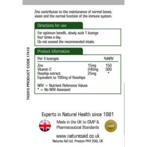 Alternative view of Natures Aid Zinc & Vitamin C Lozenges (30)